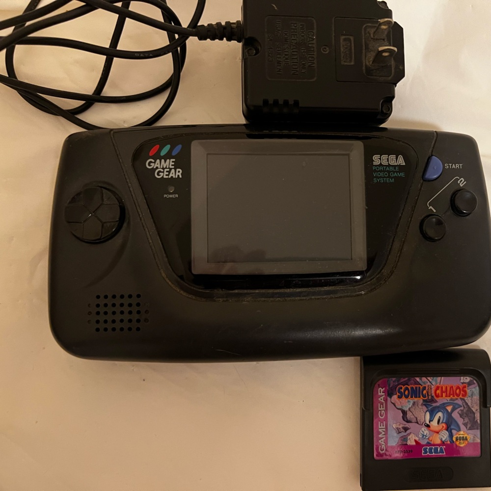 Sega Game Gear with Sonic Chaos! Retro Game System in Working Condition!